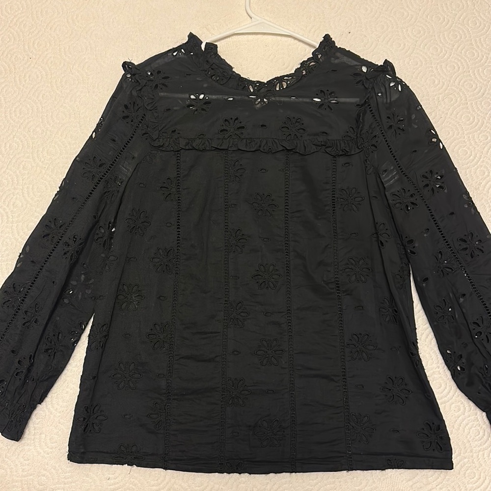 Ruffle Eyelet Top
